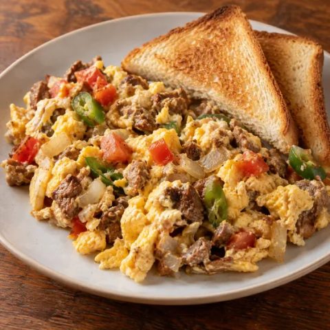 Scramble egg with Meat